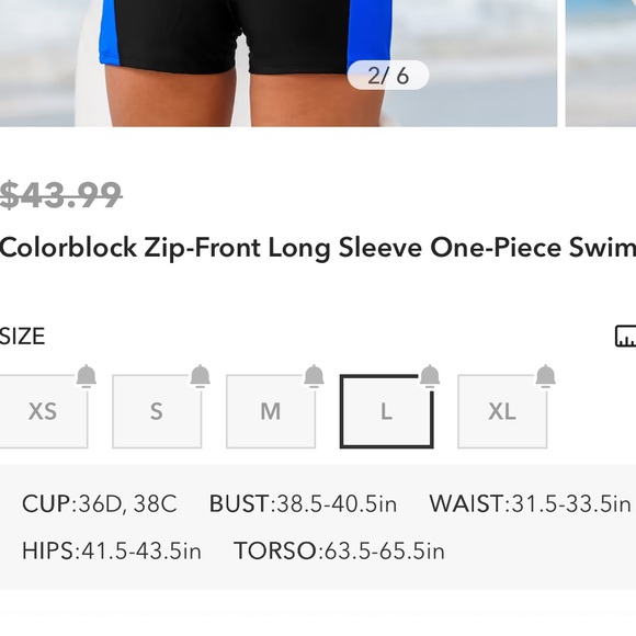Black and Blue Long Sleeve Swimsuit - Picture 10 of 10